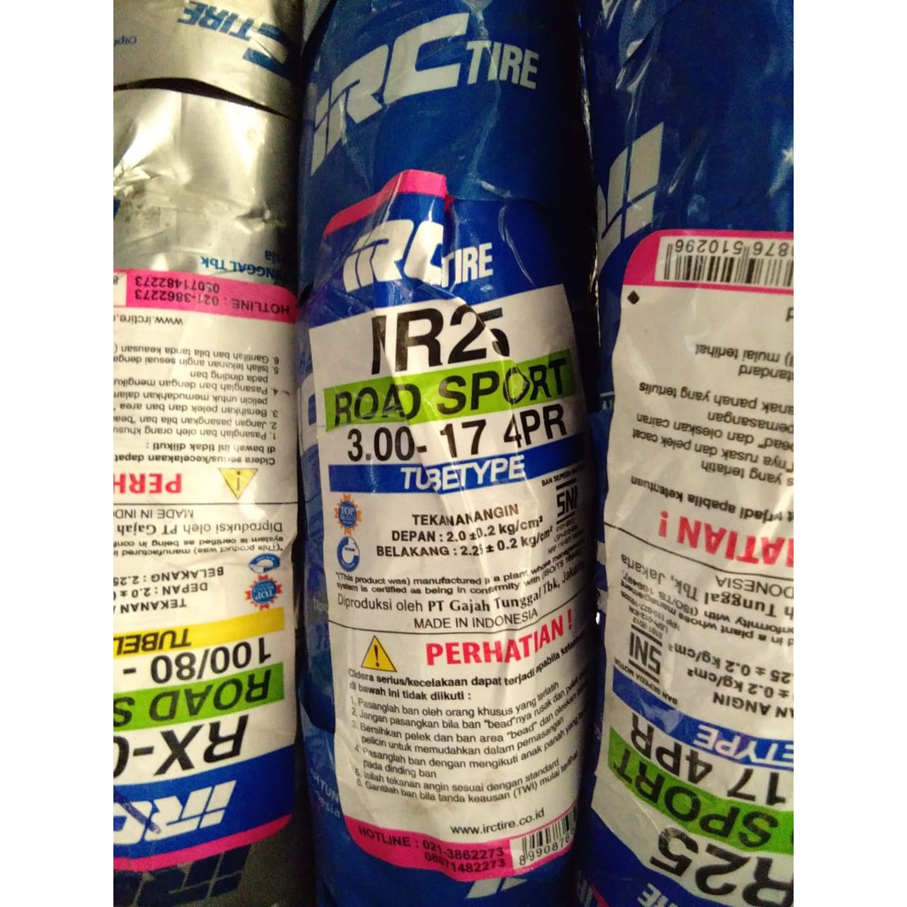 BAN LUAR IRC 300-17 NR25 TUBETYPE