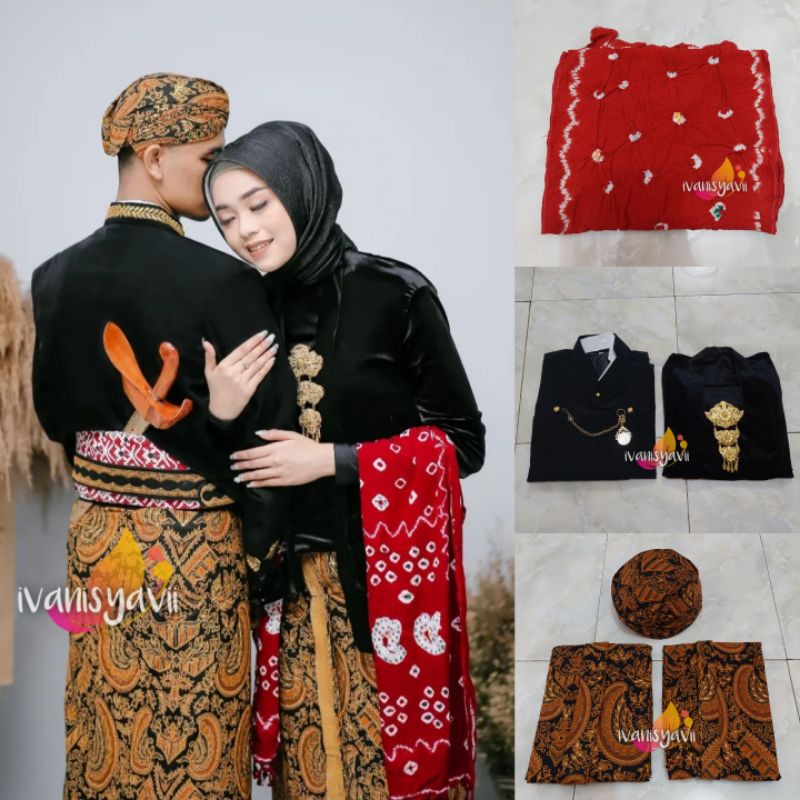 Baju Prewedding Adat Jawa - Motif Semen romo (Free Selendang Jumputan)