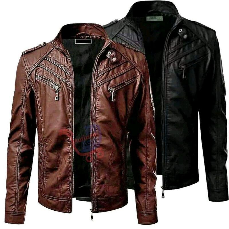 Jaket semi Kulit Pria vektor untuk kerja sehari hari naik motor laki laki cowok harga murah
