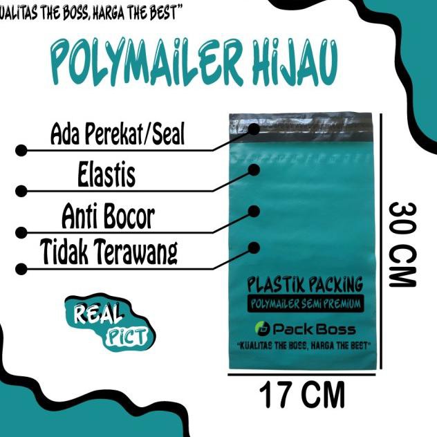 

✦ POLYMAILER HIJAU TOSCA 17X30 CM (+/-100 pcs) ada LEM, Packing PRAKTIS ☑