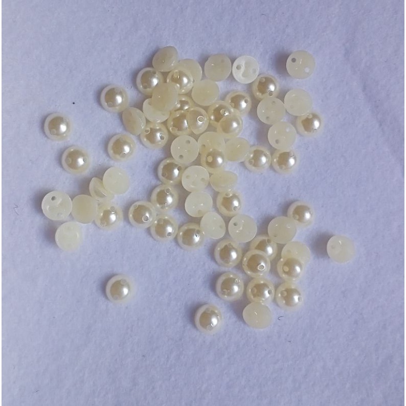 150 pcs manik payet mote mutiara belah 8 mm setengah 2 lubang AB