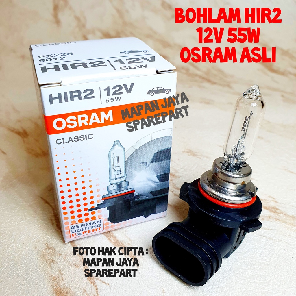 BOHLAM LAMPU OSRAM HIR2 9012 MOBILIO BRIO YARIS VIOS NEW 12V 55W ASLI 3200K