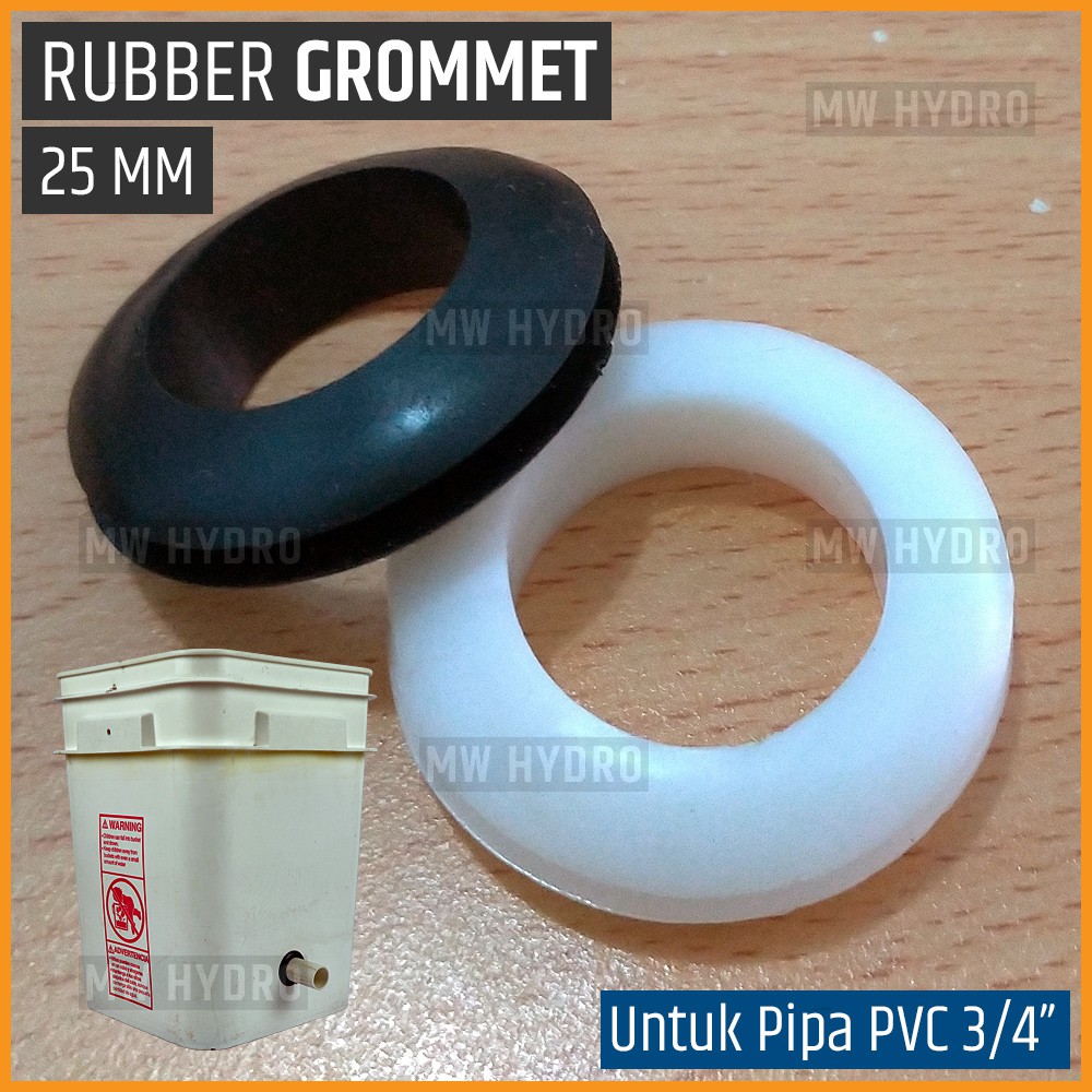 10 pcs Rubber Grommet 25 mm untuk Pipa PVC 3/4 Inch, Putih / White