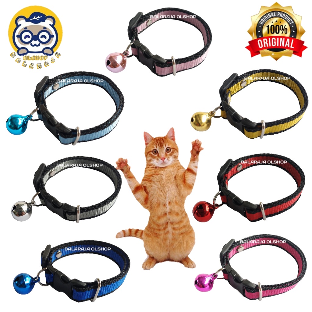 Kalung Kucing Kelinci Musang Anjing Lonceng Motif Garis