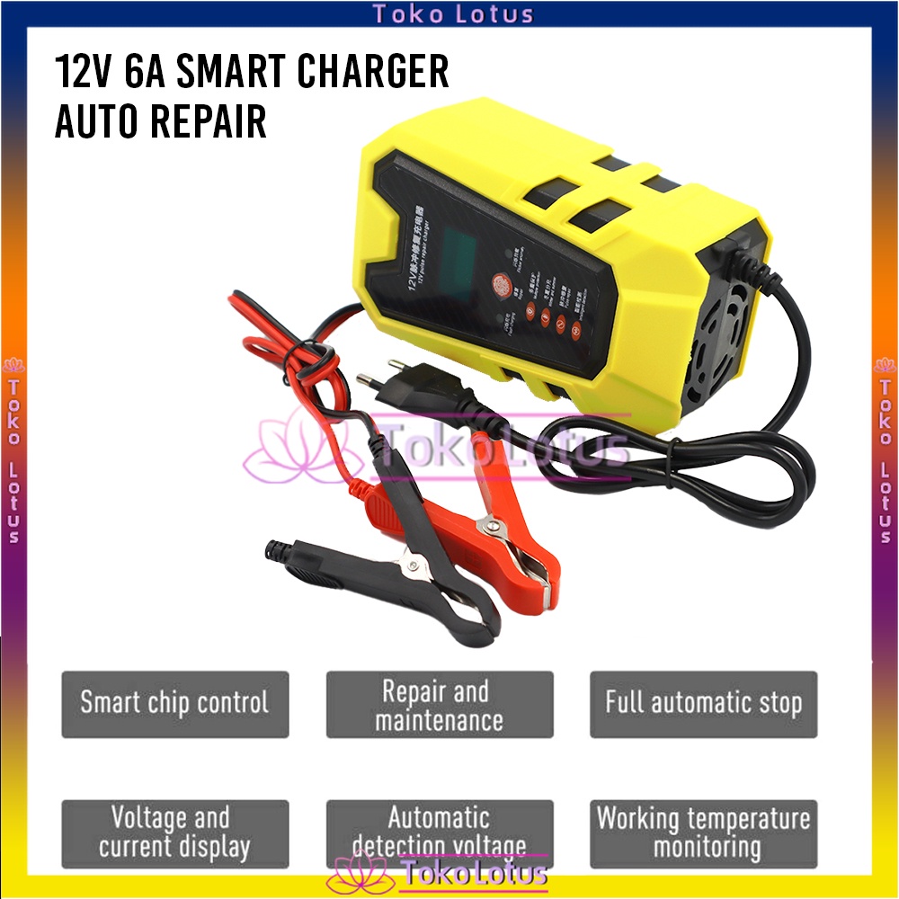 [𝔹𝕀𝕊𝔸 ℂ𝕆𝔻] Charger Aki 12V 6A Pulse Mobil Motor Intelligent Automatic Repair