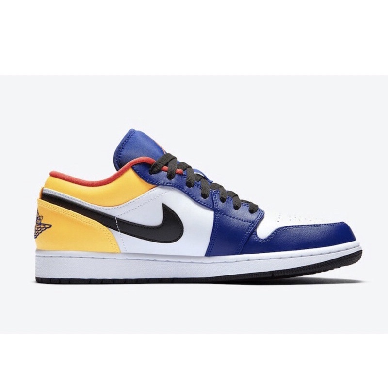 Sepatu  Air Jordan Aj 1 Low Deep Royal Blue Laser Orange Purple Yellow