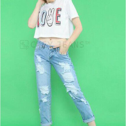 KUALITAS BAGUS BOYFRIEND JEANS JUMBO RIPPED TIDAK TEMBUS. CK 915 720/717/719