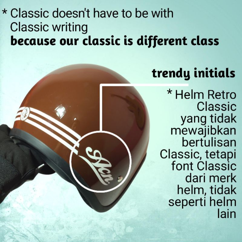 helm retro classic motif garis tiga sni pria wanita dewasa murah polos pet klasik unisex helm bogo