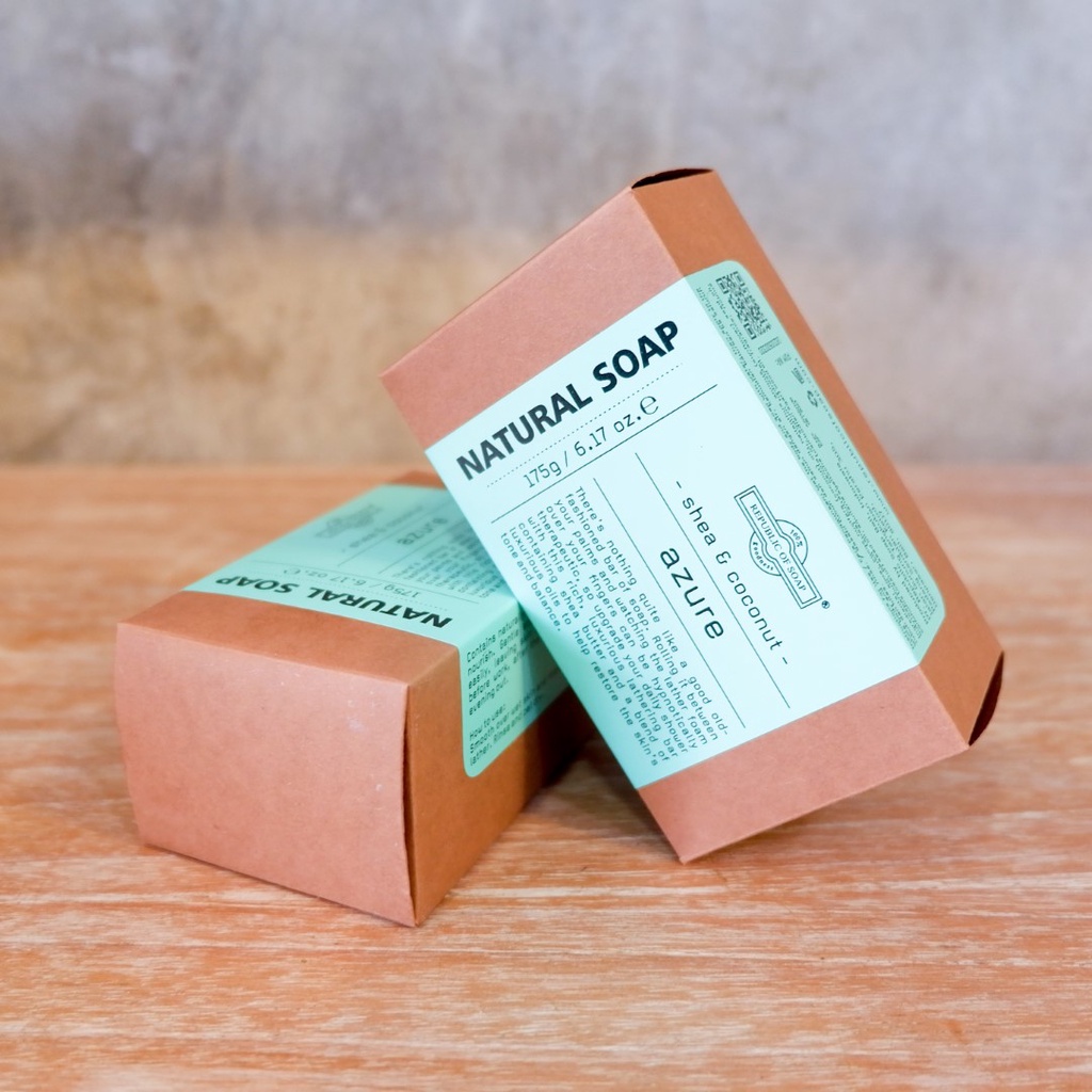 Handmade Natural Soap 175gr - AZURE - w/ Shea Butter, Coconut & Canola