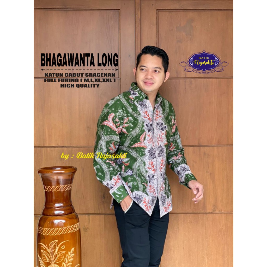 BHAGAWANTA LONG RAJASAKTI KEMEJA BATIK SOLO PRIA LENGAN PANJANG PENDEK LAPIS FURING ATASAN PREMIUM MODERN KATUN HALUS KUPU ABANG IJO DEWA KUNING GUMBAYANA BIRU PIRUS ARGAWIBAWA PEN GUNUNGAN BURUNG BERSUA DEVADEVA TUMURUN KLASIK BAYUPUTRA BATIK SOLO AMANAH