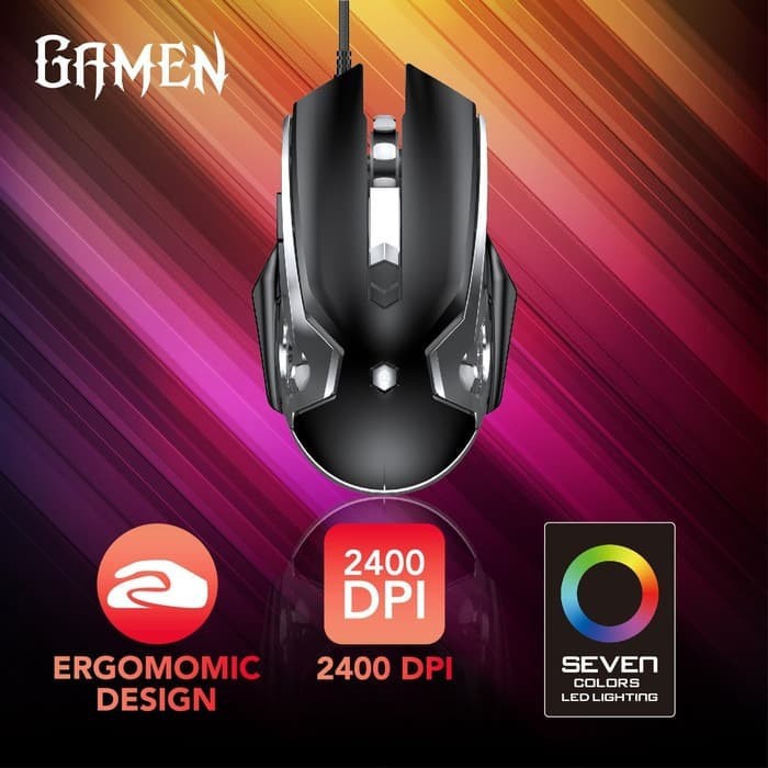 Gamen GM1200 Gaming Mouse Optical Wired USB Laptop Komputer PC RGB