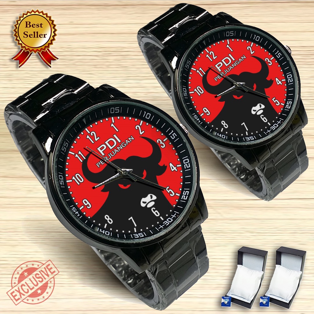 {Exclusive} Jam Tangan Couple PDI PERJUANGAN - 01 (Satuan/Seapasang)