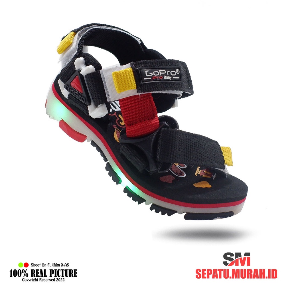 Sepatu sandal gunung anak-anak sendal gunung anak cowok laki terbaru variasi lampu menyala model tali umur 2 4 tahun Sgo Go Pro Adventure Astra promo lebaran cod murah 19-23