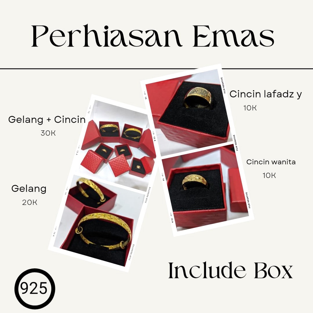 Perhiasan Gelang/cincin/kalung Alloy jewerly Emas 925