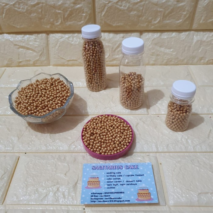 

sprinkle pearls gold 4mm hiasan kue/cupcake