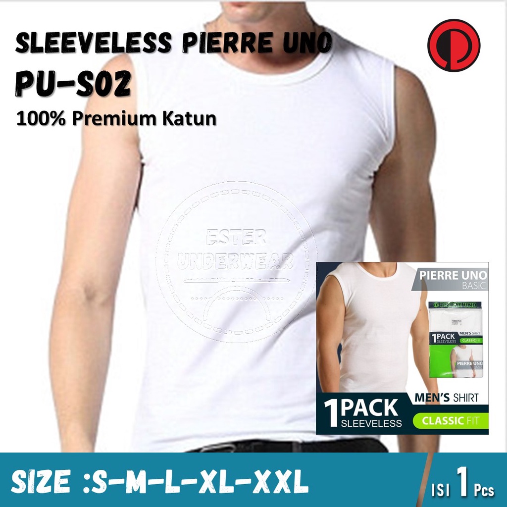 Kaos Tanktop Pria PIERRE UNO PU-S02 PUTIH ISI 1Pcs