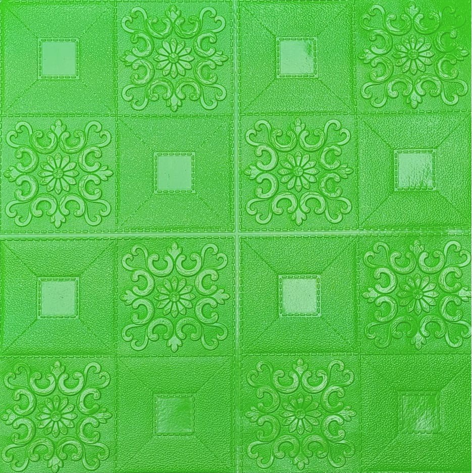 [BISA COD] Wallpaper Dinding Stiker Wallfoam 3D Sticker Dekorasi Kamar Rumah Murah Motif Batik-Hijau