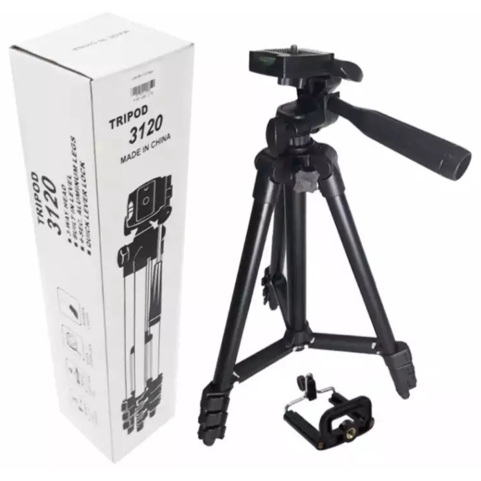 Tripod-Tongsis BLACK EDITION 3120 Tinggi 1METER - Tripod Untuk Hp dan Kamera Universal + Free Holder U+Tas-Tripod Universal All Smartphone