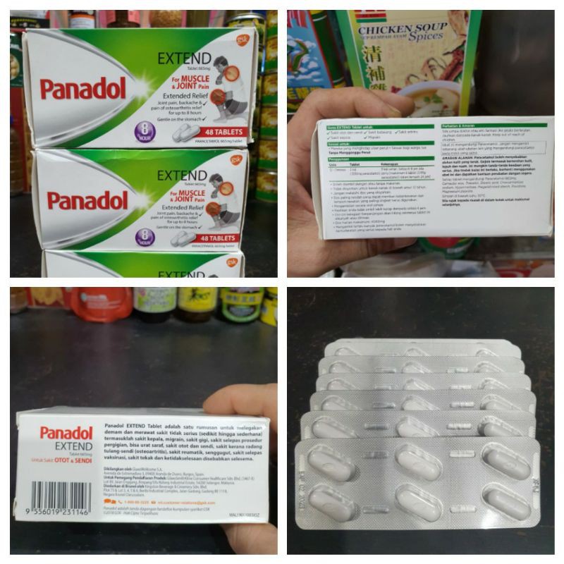 Panadol Extend Muscle & Joint Pain Hijau Extended Relief Malaysia 1 blister 6tablet