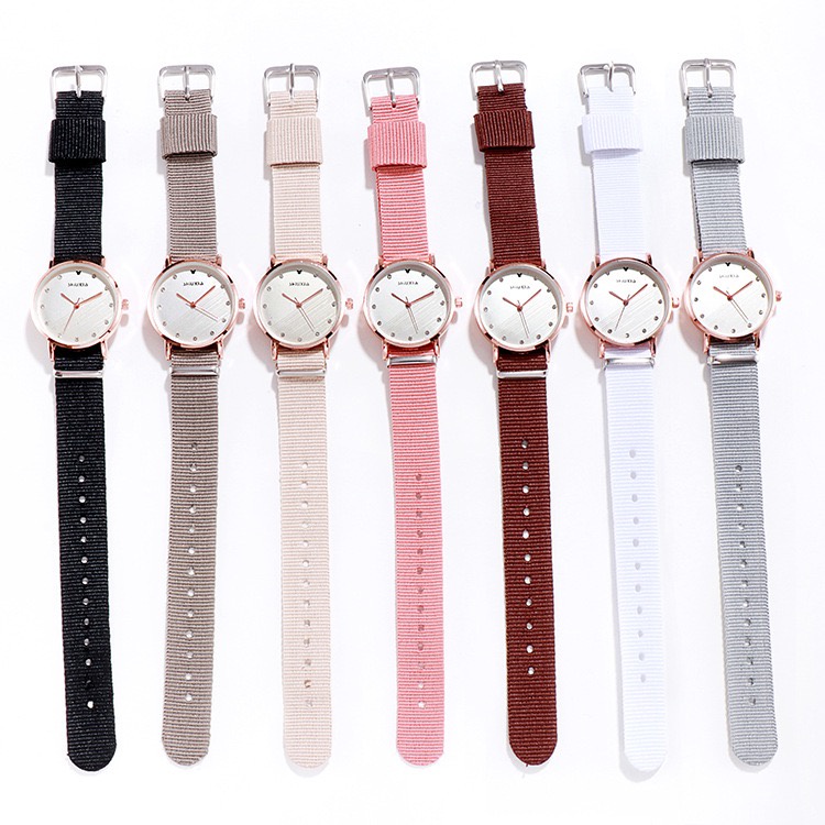 JAM TANGAN WANITA COUPLE GAYA KOREAN SIMPLE JAM FASHION MEN WOMEN RANTAI NYLON W135