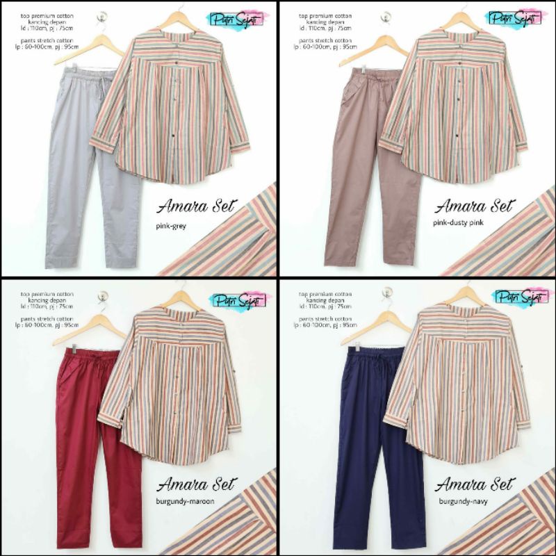baju setelan celana wanita blouse katun AMARA SET