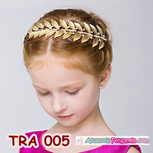 Tiara Rambut Pesta Emas Anak l Aksesoris Tiara Wedding Modern -TRA005