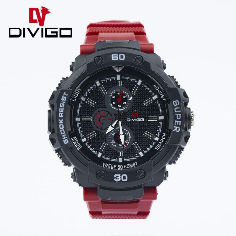 (Cod)Jam Tangan Pria Divigo S Shock Anti Air/Water Resist Strap Rubber/Karet(Dikirim Jakarta)