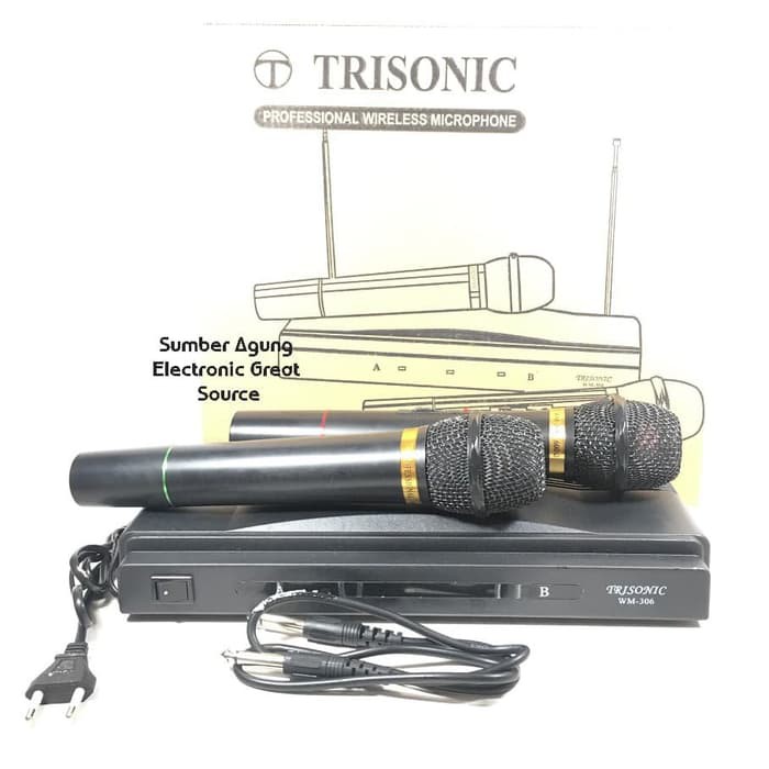 Mic Wireless Double Microphone Tanpa Kabel Trisonic WM306 306 UHF VHF Suara Jernih