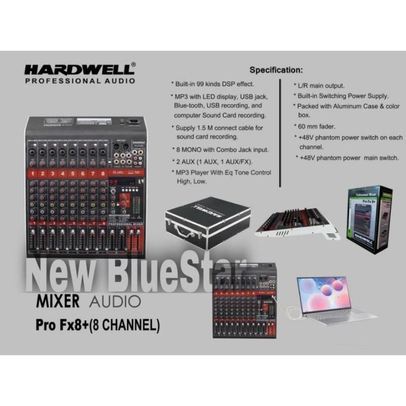 Mixer Hardwell FX 8+ Original Product Mixer Audio Hardwell FX8+ 8 Channel.