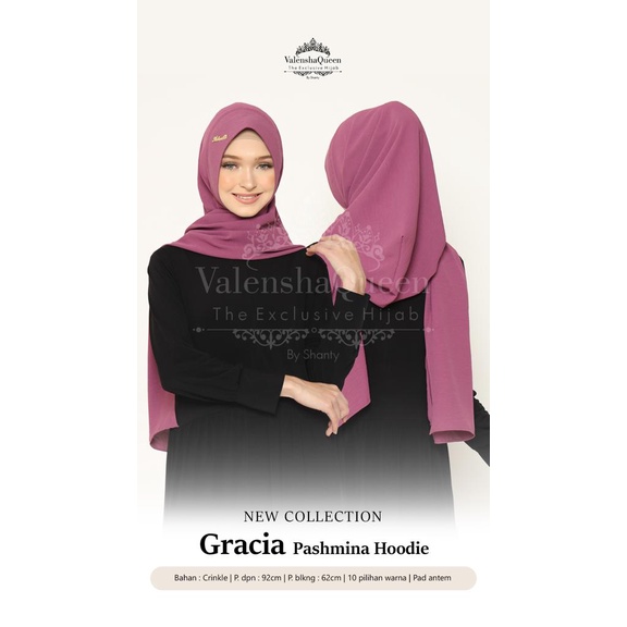 GRACIA PASHMINA HOODIE ORIGINAL VALENSHA QUEEN PASHMINA GRACIA HOODIE PASMINA INSTAN HOODIE ORI VALE