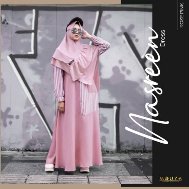 GAMIS DEWASA IBU DRESS POLOS KOMBINASI SALUR ADEM SYARI GAMIS NASREEN BY MOUZA
