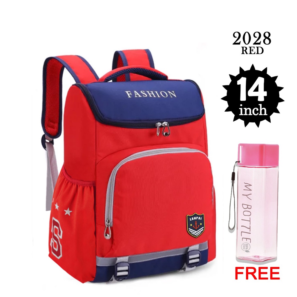 Tas Wanita Sekolah Lanpai 2028-14&quot; Ransel Pria Backpack [Free Botol Minum] Tas Sekolah Import