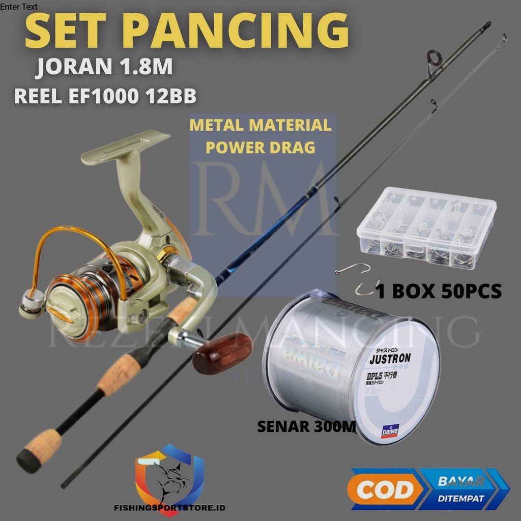 Set Pancing Joran Sambung BaitCasting 180cm Reel SERI EF1000 Senar Tali Pancing 300 meter mata kail 