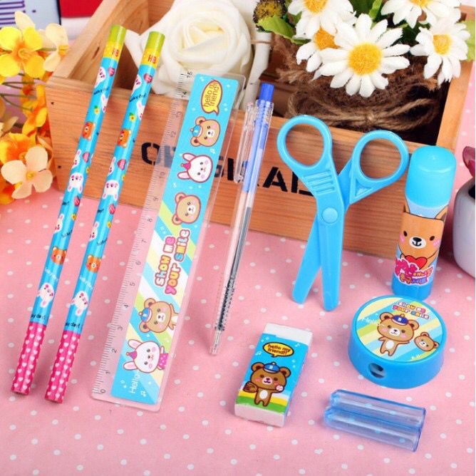 Alat Tulis Set 9 in 1 Karakter Cute / Lucu