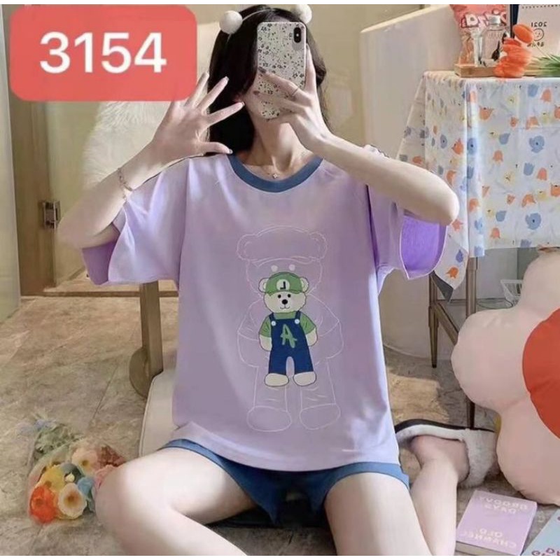 C09-C Baju Tidur Wanita Dewasa Celana Pendek Piyama Model Kemeja HP Import Korea