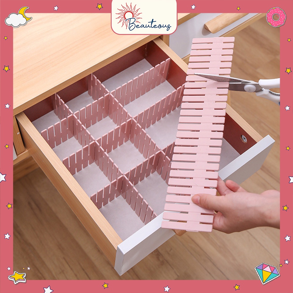 Sekat Laci Pembatas Alat Tulis Kosmetik Partisi Sekat Drawer Desktop Storage Organizer