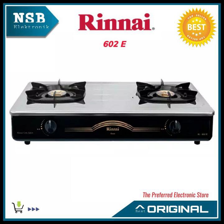 Rinnai Ri-602E Kompor Gas Rinai 2Tungku Stainless Stenlis