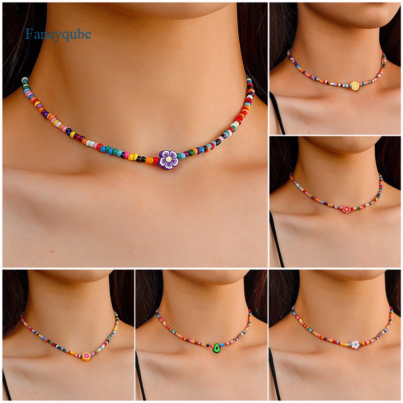 Fancyqube Kalung Liontin Manik-Manik Bintang Warna-Warni Gaya Bohemian Untuk Wanita