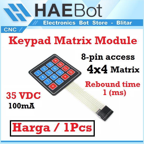 [HAEBOT] Keypad Matrix Module 4x4 Channel Arduinoo Proyek Push Button 8 Pin Interface Input