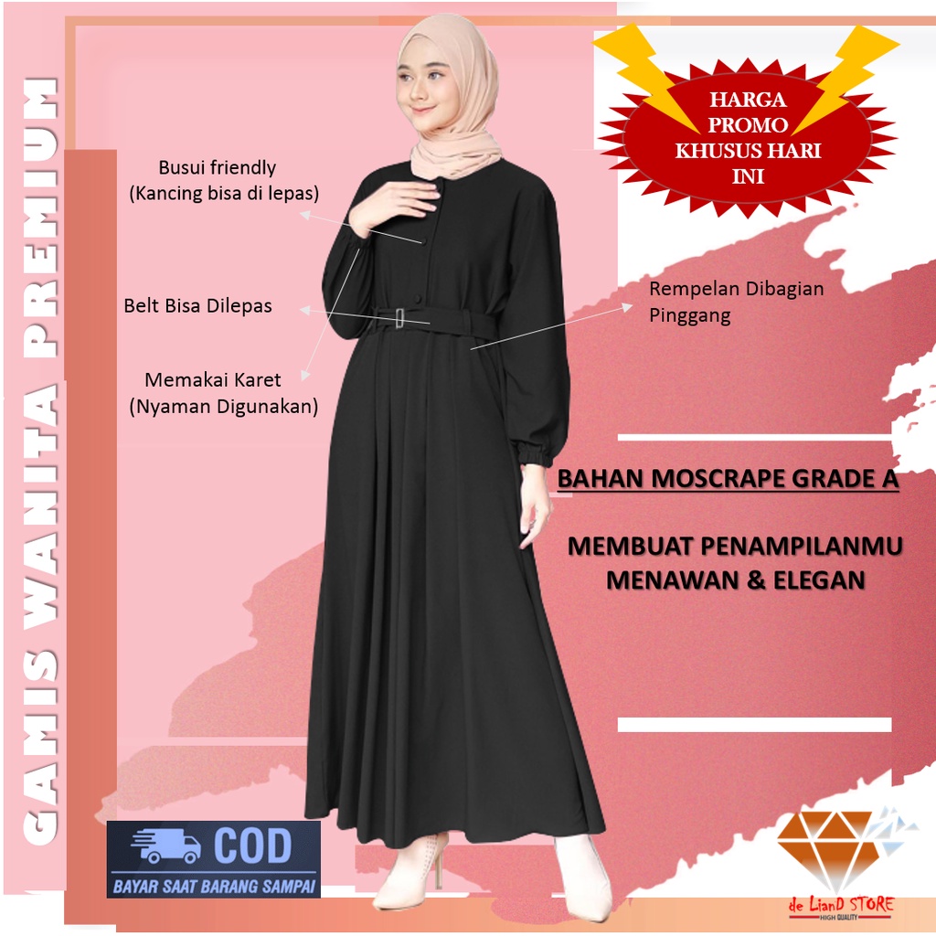 Baju Gamis Hitam Polos syari Wanita Jumbo Anak Dewasa Remaja Murah Dress Hitam Remaja Syar'i Modern 