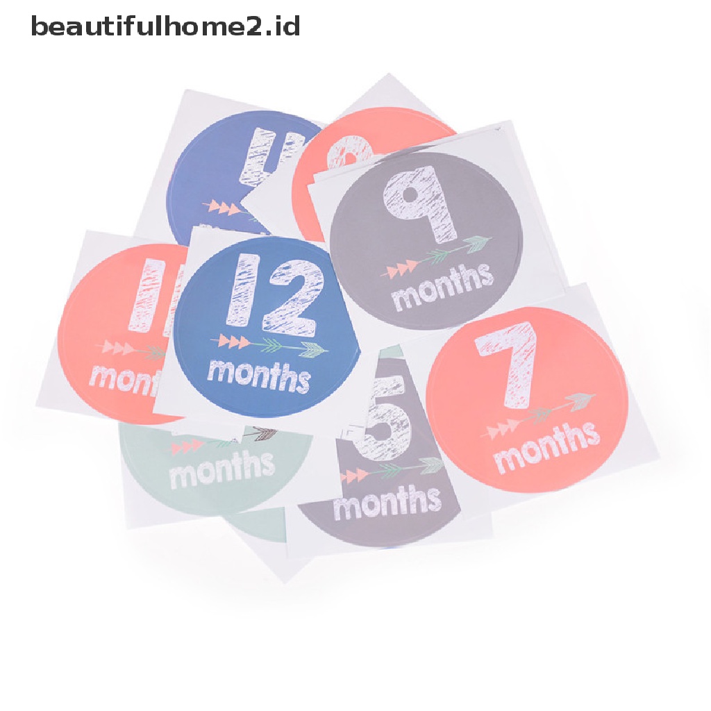 (Beautifulhome2) Buku Literatur Bahasa MandarinId 12pcs / Set Stiker Foto Bayi 1-12 Bulan Diy