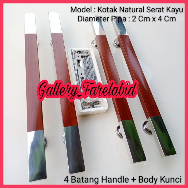 1 Meter Handle Pintu Rumah Stainless Steel Kotak 100 Cm Set Body Kunci Gagang Pintu Rumah Modern Pegangan Pintu Kupu Tarung Tarikan Pintu Rumah Minimalis