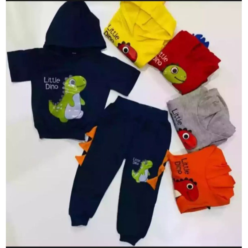 stelan anak laki laki/stelan dino hoddie 1-5 thn