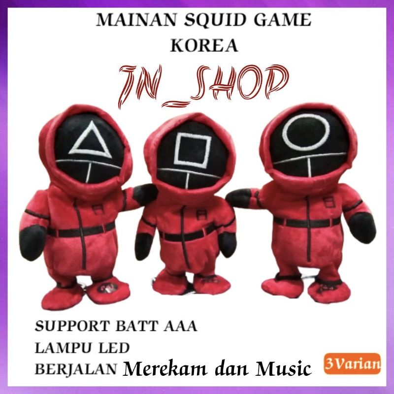 Squid Game Talking Walking Recorder Toy Squid Game Talking Boneka Viral Korea 3 Varian Support Baterai AAA