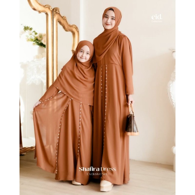 Ready Shafira dress IED hari raya dewasa set pasmina by kazami