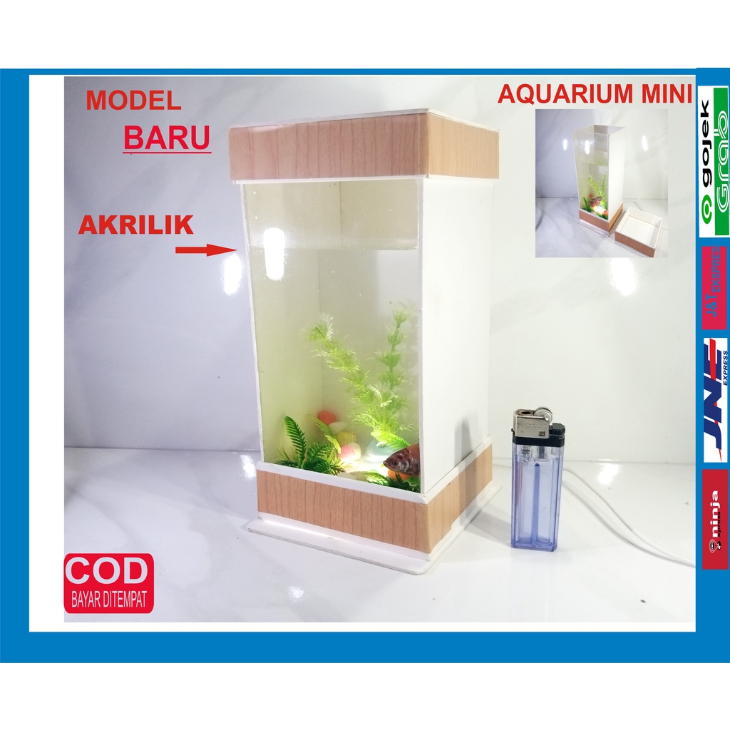 Aquarium Akrilik Led/ Soliter Ikan cupang / Ikan Hias / Ikan cupang /Ukuran Besar/ Soliter Akrilik /