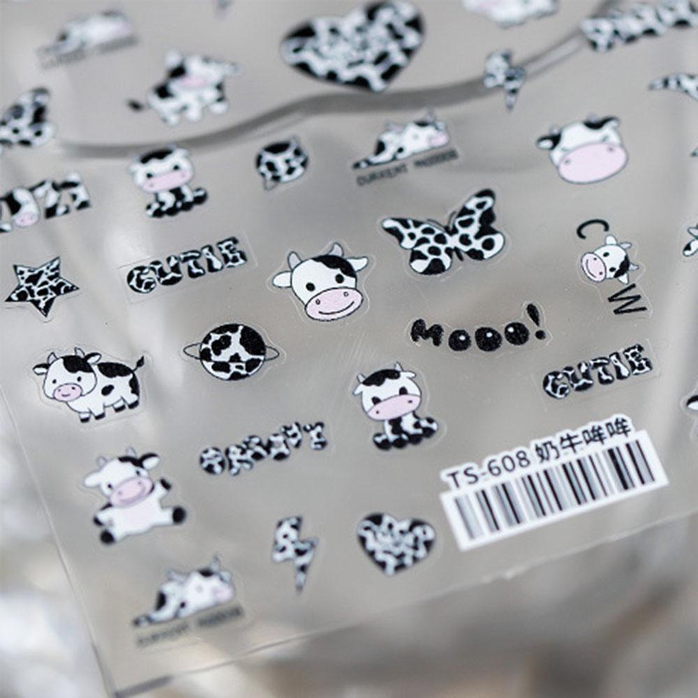AUGUSTINA Agustina 5D Terukir Stiker Kuku Indah Kupu-Kupu Sapi Silder Decal DIY Nail Art Perhiasan