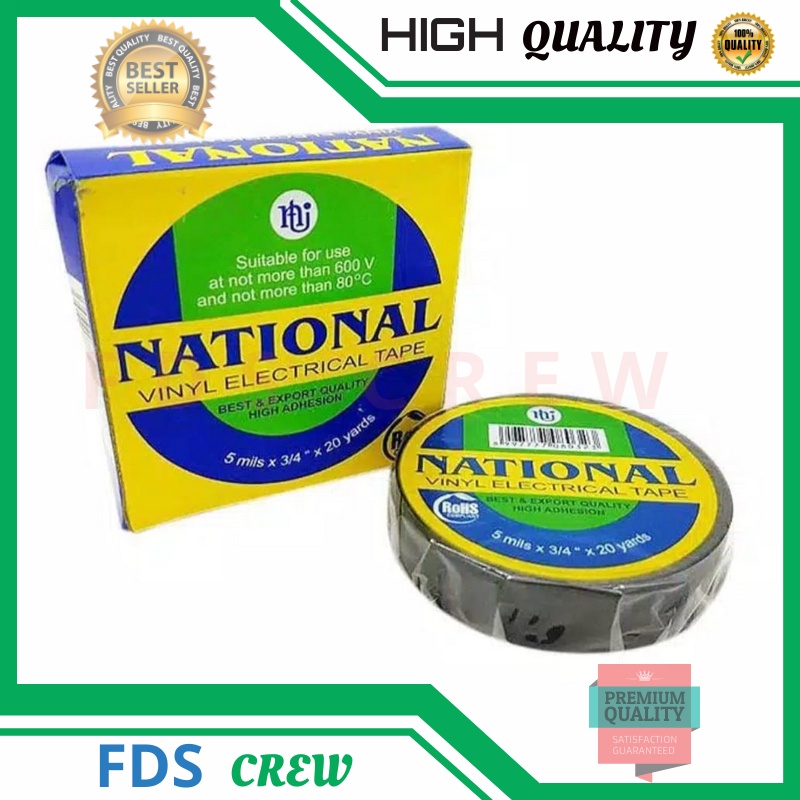 National Isolasi Listrik Warna HItam 3/4 inci 20 Yard Solasi National PVC Vinyl Original