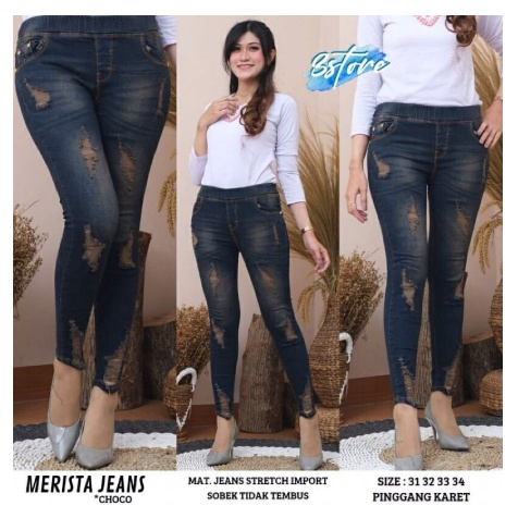 SIZE 27-38!! MERISTA JEGGING VARIASI SOBEK TIDAK TEMBUS SUPER MELAR