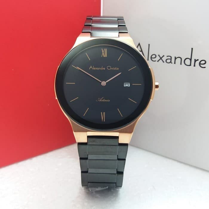 JAM TANGAN PRIA ALEXANDRE CHRISTIE AC 8612 / AC8612 ROSEGOLD BLACK ORIGINAL